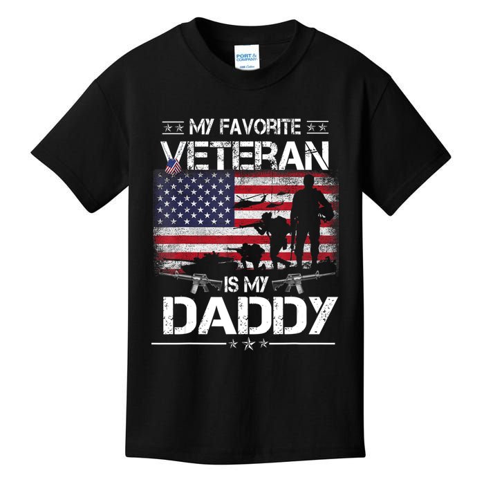 My Favorite Veteran Is My Daddy Flag Father Veterans Day Kids T-Shirt