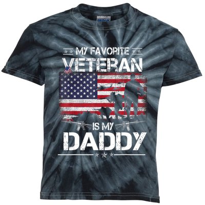 My Favorite Veteran Is My Daddy Flag Father Veterans Day Kids Tie-Dye T-Shirt