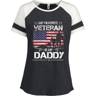 My Favorite Veteran Is My Daddy Flag Father Veterans Day Enza Ladies Jersey Colorblock Tee