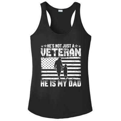 Military Family Veteran Support My Dad Us Veteran Patriotic Ladies PosiCharge Competitor Racerback Tank