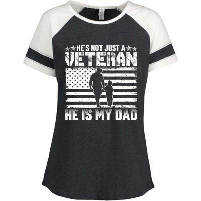 Military Family Veteran Support My Dad Us Veteran Patriotic Enza Ladies Jersey Colorblock Tee