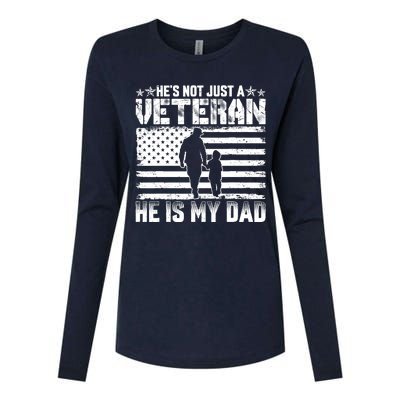 Military Family Veteran Support My Dad Us Veteran Patriotic Womens Cotton Relaxed Long Sleeve T-Shirt