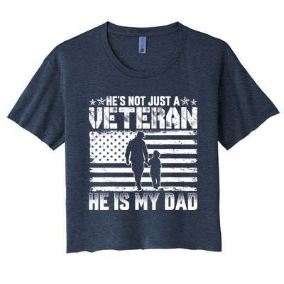 Military Family Veteran Support My Dad Us Veteran Patriotic Women's Crop Top Tee