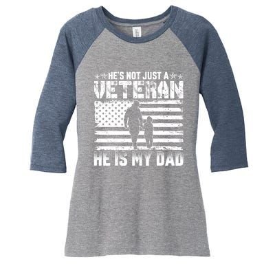 Military Family Veteran Support My Dad Us Veteran Patriotic Women's Tri-Blend 3/4-Sleeve Raglan Shirt