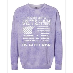 Military Family Veteran Support My Dad US Veteran Patriotic Colorblast Crewneck Sweatshirt