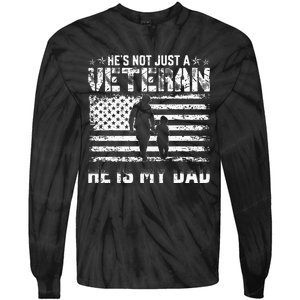 Military Family Veteran Support My Dad US Veteran Patriotic Tie-Dye Long Sleeve Shirt