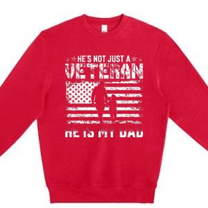 Military Family Veteran Support My Dad US Veteran Patriotic Premium Crewneck Sweatshirt