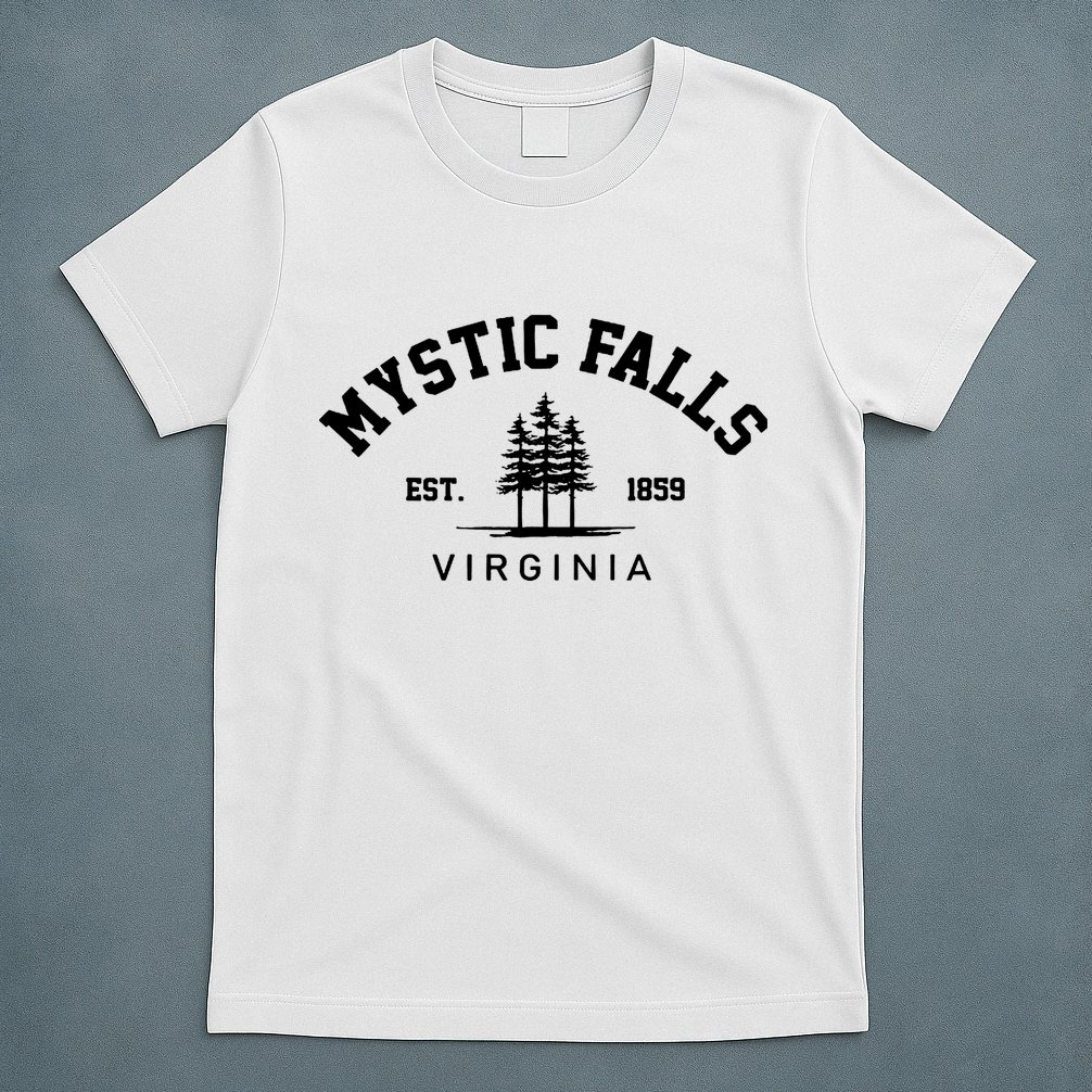 Mystic Falls Virginia Salvatore Stefan Damon Vampire Fan Gift T-Shirt