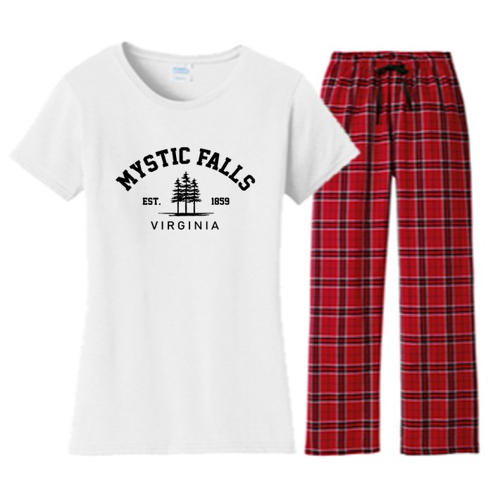 Mystic Falls Virginia Salvatore Stefan Damon Vampire Fan Gift Women's Flannel Pajama Set