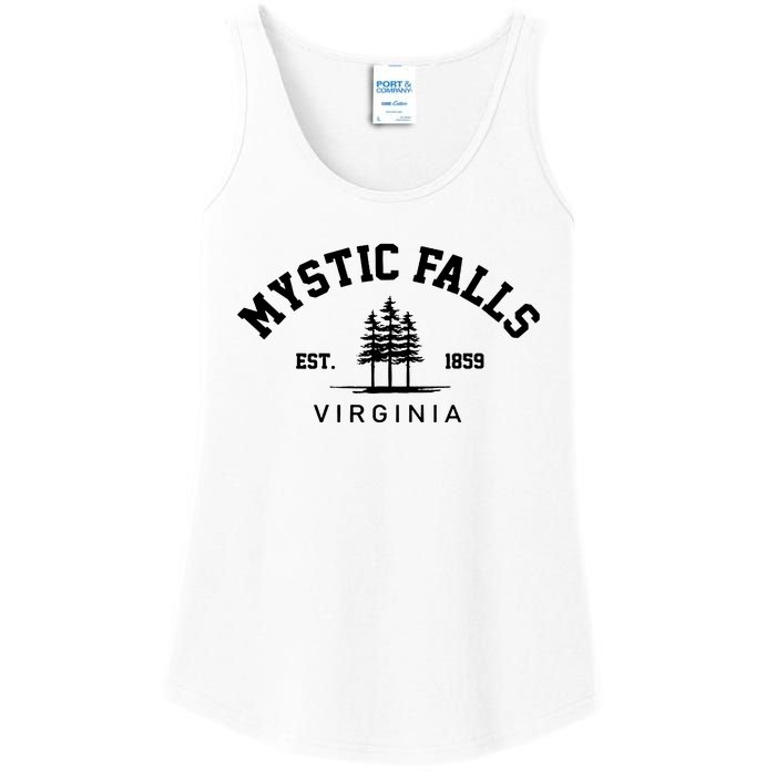 Mystic Falls Virginia Salvatore Stefan Damon Vampire Fan Gift Ladies Essential Tank