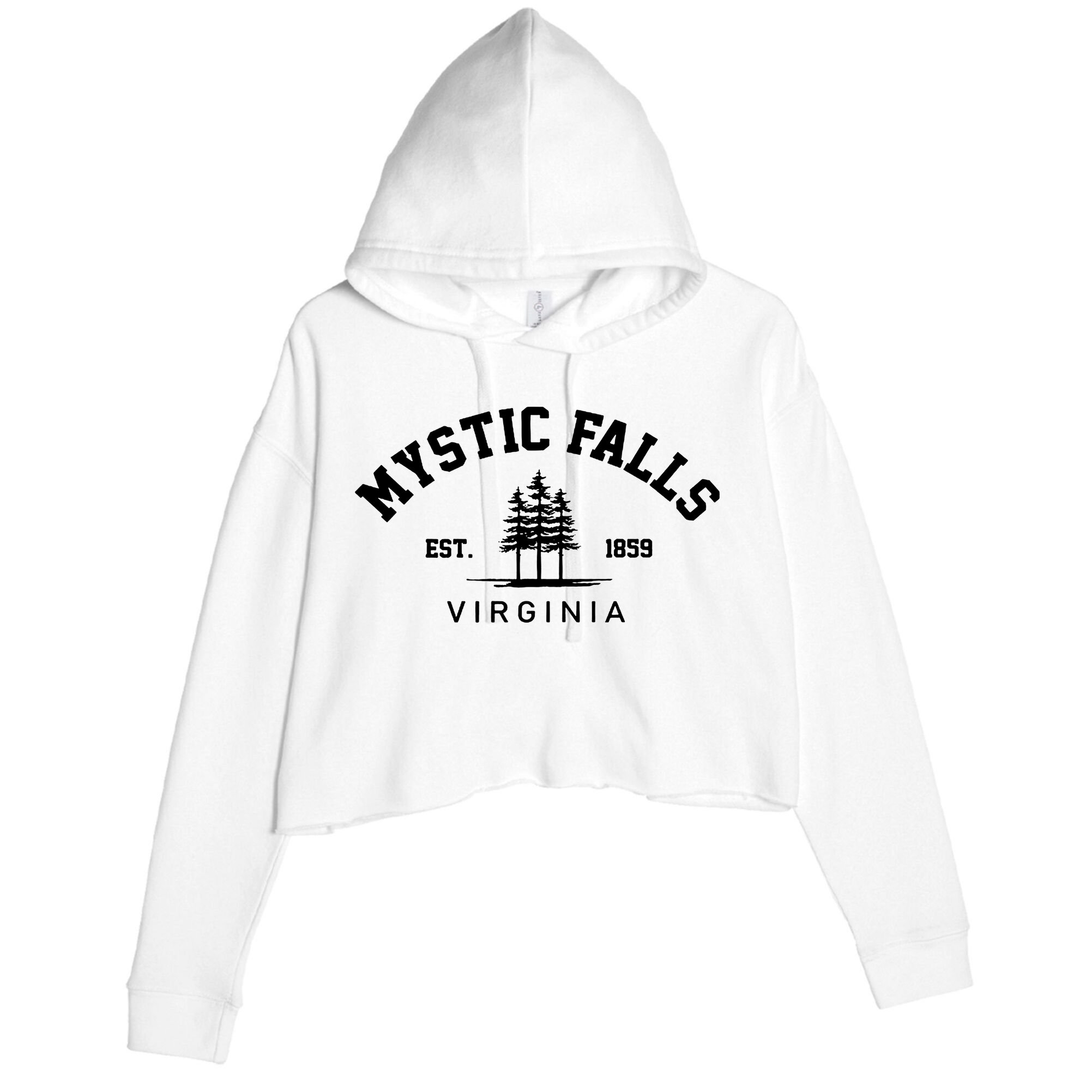 Mystic Falls Virginia Salvatore Stefan Damon Vampire Fan Gift Crop Fleece Hoodie