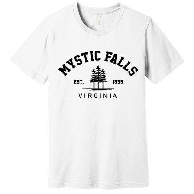 Mystic Falls Virginia Salvatore Stefan Damon Vampire Fan Gift Premium T-Shirt