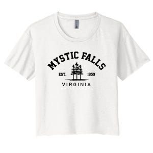 Mystic Falls Virginia Salvatore Stefan Damon Vampire Fan Gift Women's Crop Top Tee