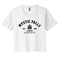 Mystic Falls Virginia Salvatore Stefan Damon Vampire Fan Gift Women's Crop Top Tee