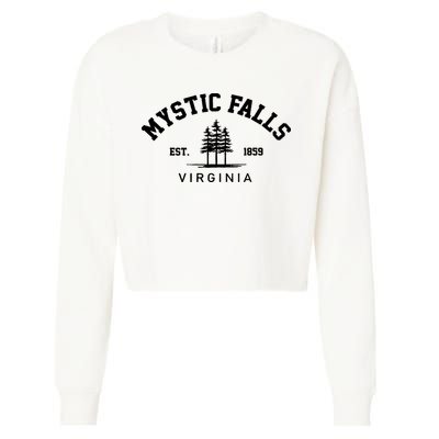Mystic Falls Virginia Salvatore Stefan Damon Vampire Fan Gift Cropped Pullover Crew