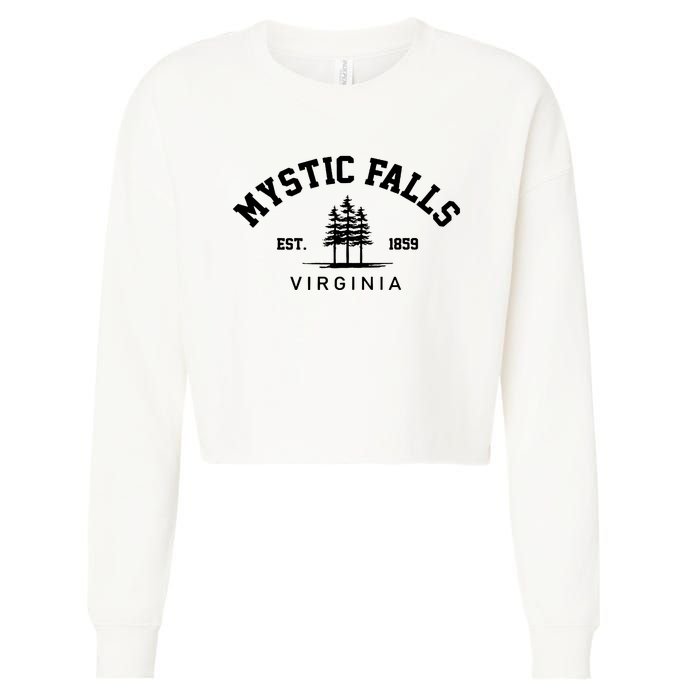 Mystic Falls Virginia Salvatore Stefan Damon Vampire Fan Gift Cropped Pullover Crew