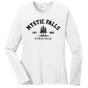 Mystic Falls Virginia Salvatore Stefan Damon Vampire Fan Gift Ladies Long Sleeve Shirt