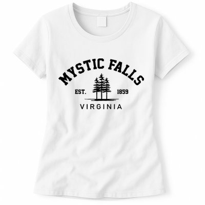 Mystic Falls Virginia Salvatore Stefan Damon Vampire Fan Gift Womens T-Shirt