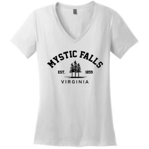 Mystic Falls Virginia Salvatore Stefan Damon Vampire Fan Gift Women's V-Neck T-Shirt