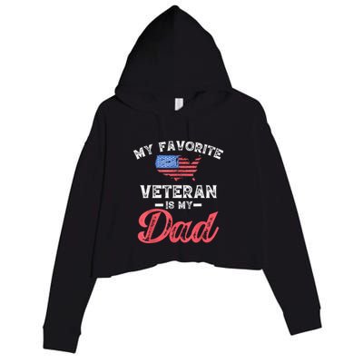 My Favorite Veteran Is My Dad Military Veterans Day Crop Fleece Hoodie