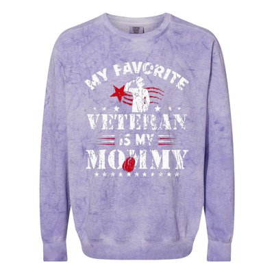 My Favorite Veteran Is My Mommy Usa Flag Vintage Colorblast Crewneck Sweatshirt