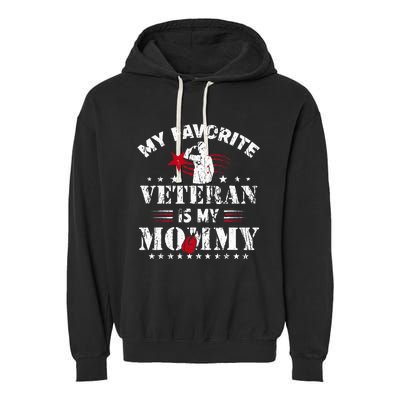 My Favorite Veteran Is My Mommy Usa Flag Vintage Garment-Dyed Fleece Hoodie