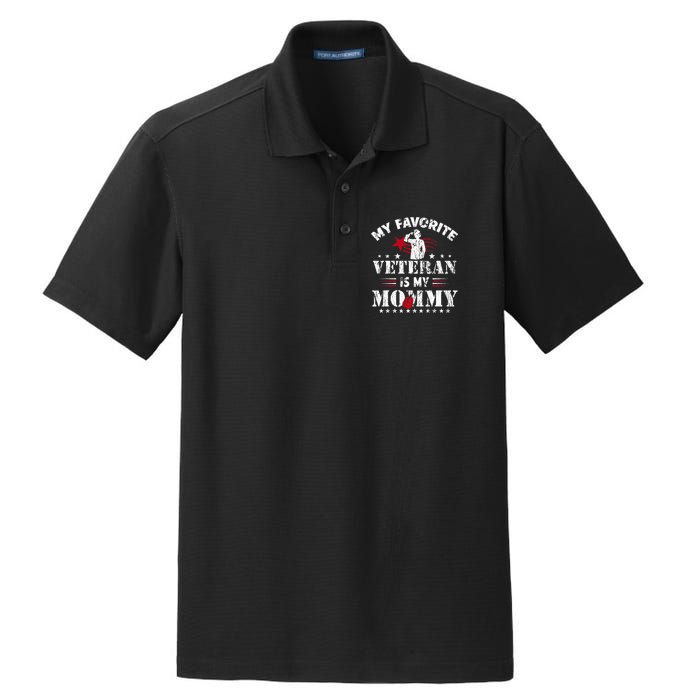 My Favorite Veteran Is My Mommy Usa Flag Vintage Dry Zone Grid Polo