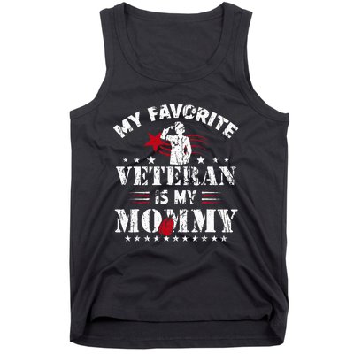 My Favorite Veteran Is My Mommy Usa Flag Vintage Tank Top