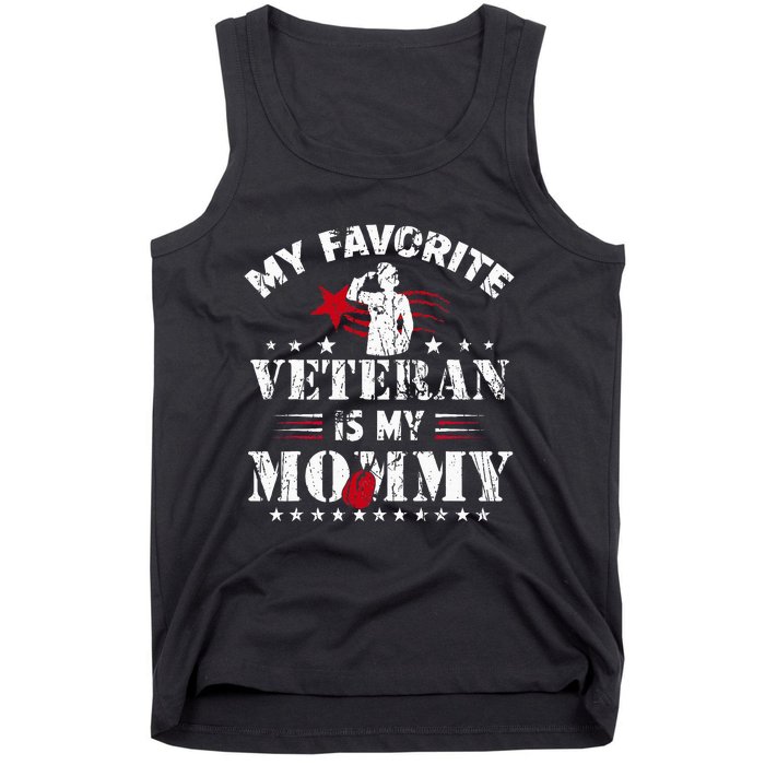 My Favorite Veteran Is My Mommy Usa Flag Vintage Tank Top