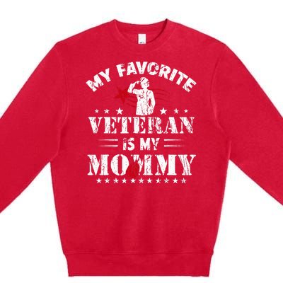 My Favorite Veteran Is My Mommy Usa Flag Vintage Premium Crewneck Sweatshirt