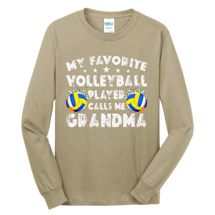 My Favorite Volleyball Player Calls Me Grandma Mother's Day Tall Long Sleeve T-Shirt