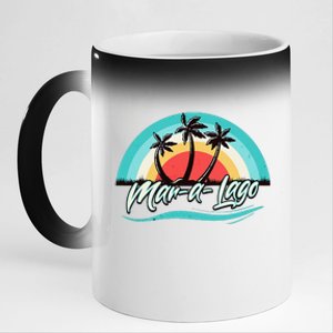 Matching Family Vacation Retro Sunset Maralago Florida 11oz Black Color Changing Mug