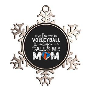 My Favorite Volleyball Player Calls Me Mom Funny Mom Fan Metallic Star Ornament