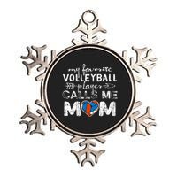 My Favorite Volleyball Player Calls Me Mom Funny Mom Fan Metallic Star Ornament