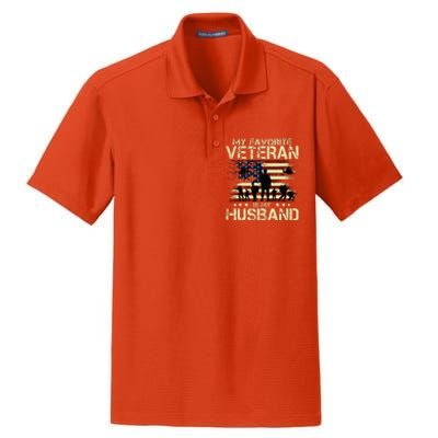 My Favorite Veteran Is My Husband Patriots Military Dry Zone Grid Polo