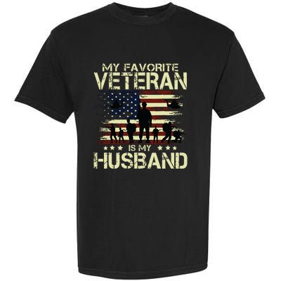 My Favorite Veteran Is My Husband Patriots Military Garment-Dyed Heavyweight T-Shirt