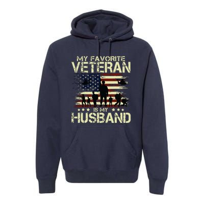 My Favorite Veteran Is My Husband Patriots Military Premium Hoodie