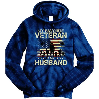 My Favorite Veteran Is My Husband Patriots Military Tie Dye Hoodie