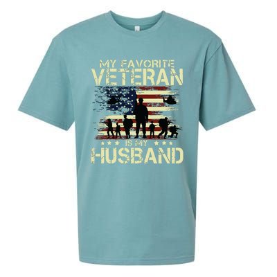 My Favorite Veteran Is My Husband Patriots Military Sueded Cloud Jersey T-Shirt