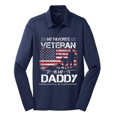 My Favorite Veteran Is My Daddy Flag Father Veterans Day Silk Touch Performance Long Sleeve Polo