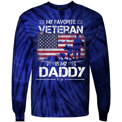 My Favorite Veteran Is My Daddy Flag Father Veterans Day Tie-Dye Long Sleeve Shirt