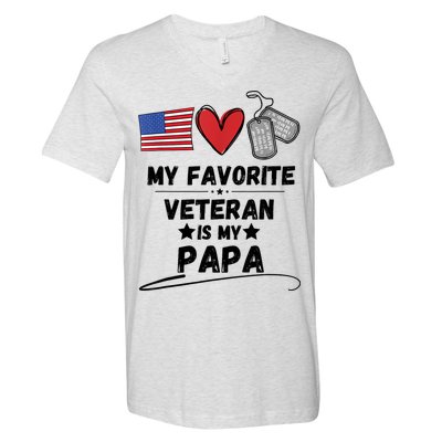 My Favorite Veteran Is My Papa Father Veterans Day V-Neck T-Shirt