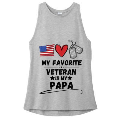 My Favorite Veteran Is My Papa Father Veterans Day Ladies PosiCharge Tri-Blend Wicking Tank