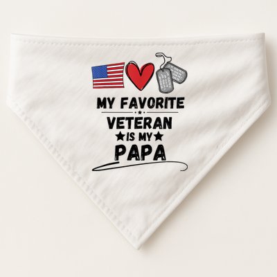 My Favorite Veteran Is My Papa Father Veterans Day USA-Made Doggie Bandana