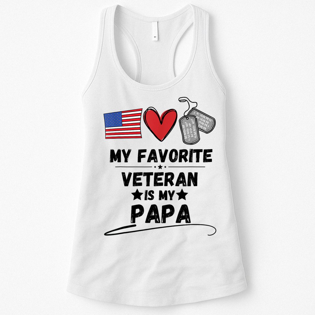 My Favorite Veteran Is My Papa Father Veterans Day Womens Tank Top