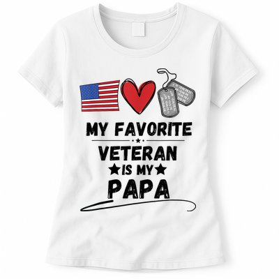 My Favorite Veteran Is My Papa Father Veterans Day Womens T-Shirt
