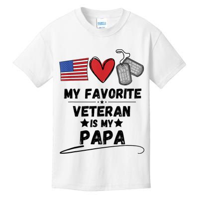 My Favorite Veteran Is My Papa Father Veterans Day Kids T-Shirt