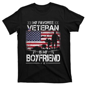 My Favorite Veteran Is My Boyfriend Flag Veterans Day T-Shirt