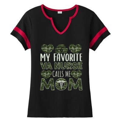 My Favorite Va Nurse Calls Me Mom Va Nurse Mom Gift Ladies Halftime Notch Neck Tee