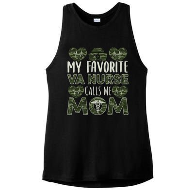 My Favorite Va Nurse Calls Me Mom Va Nurse Mom Gift Ladies PosiCharge Tri-Blend Wicking Tank